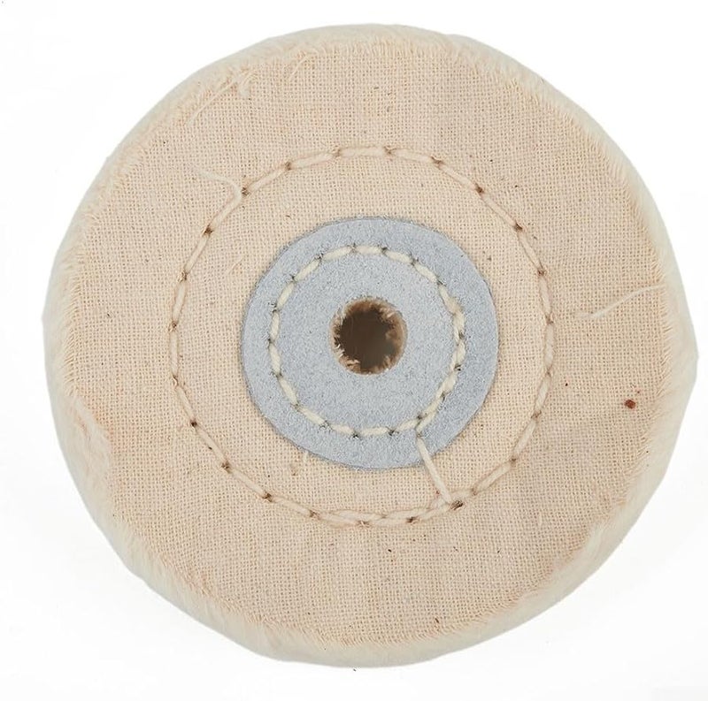 عجلة تلميع قماشية بيضاء مقاس 3 بوصة للمجوهرات والمعادن والخشب والبلاستيك والسيراميك والزجاج - Image 4